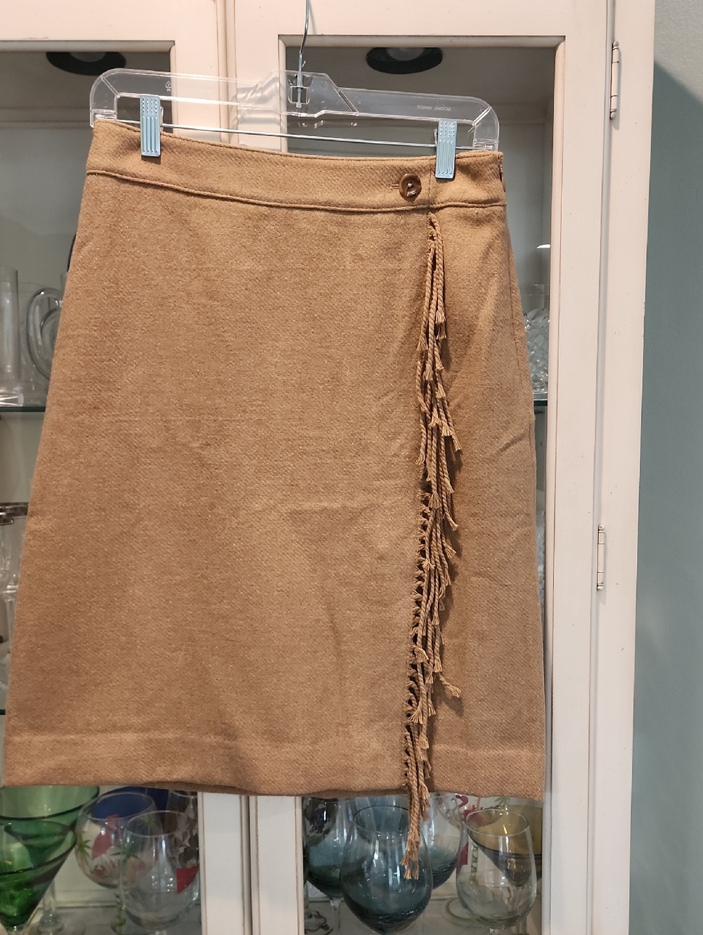 Talbots Camel Fringe-Trim A-Line Skirt